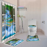 Natural,Landscape,Painting,Waterproof,Bathroom,Shower,Curtain,Toilet,Cover