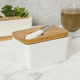 White,Ceramics,Butter,French,Butter,Holder,Insulated,Wooden