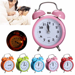 Classic,Silent,Double,Alarm,Clock,Concise,Quartz,Movement,Bedside,Night,Light,Decor