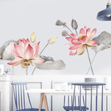 Lotus,Flower,Poster,Vinyl,Sticker,Removable,Decor,Chinese,Style