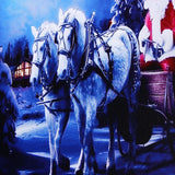 Operated,Christmas,Santa,White,Horse,Street,Canvas,Print