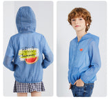 [FROM,Children's,Protection,Zipper,Jacket,Summer,Sunscreen,Breathable,Hooded,Kid's,Conditioning,Shirt