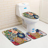 Natural,Pattern,Flower,Polyester,Bathroom,Shower,Curtain,Carpets,Toilet,Cover,Floor