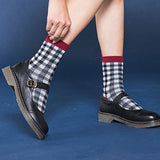 Women,Students,Cotton,Plaid,Middle,Socks