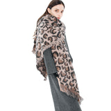 220*56,Women,Winter,Vintage,Acrylic,Leopard,Scarf,Tassel,Shawl