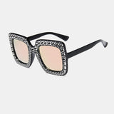 Women,Thick,Frame,Diamond,Decoration,Retro,Fashion,Square,Shape,Protection,Sunglasses