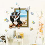 Miico,Creative,Cartoon,Summer,Diving,Frame,Removable,Decor,Sticker