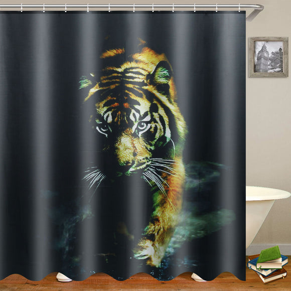 Wildlife,Animal,Nature,Decor,Tiger,Bathroom,Decor,Shower,Curtain,Plastic,Shower,Hooks