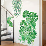 Loskii,FX82120,Bedroom,Tropical,Vegetation,Sticker,Green,Leaves,Drawing,Paper,Decor