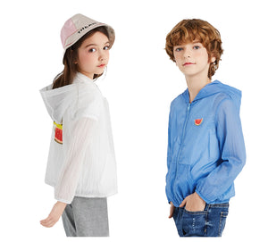 [FROM,Children's,Protection,Zipper,Jacket,Summer,Sunscreen,Breathable,Hooded,Kid's,Conditioning,Shirt