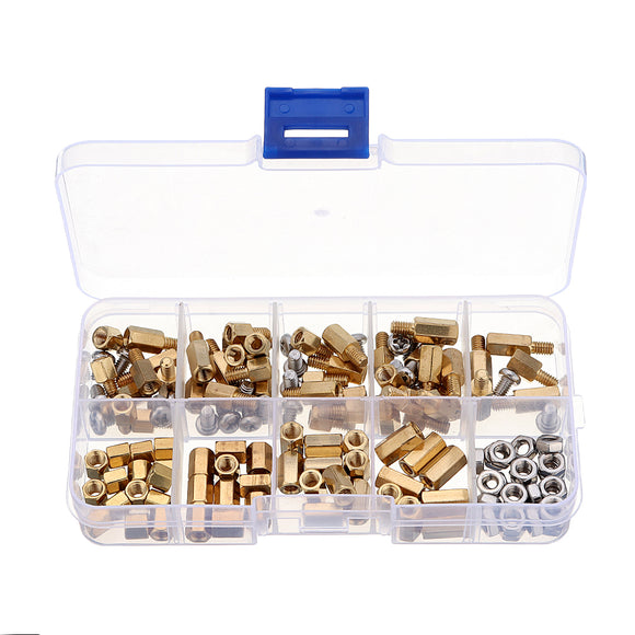 Suleve,M4BH2,136Pcs,Brass,Column,Standoff,Support,Spacer,Pillar,Board,Screw,Assortment