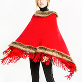 Women,Tassel,Solid,Poncho,Scarves,Cloak,Shawl,Fashion,Hooded,Shawl