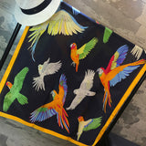 Scarves,Imitation,Satin,Women,Parrot,Printed,Beach,Towel,Sunscreen,Scarf