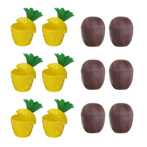 12Pcs,Plastic,Coconut,Pineapple,Straw,Tropical,Hawaiian,Beach,Party,Decor