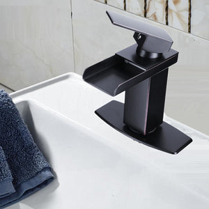 Rubbed,Square,Faucet,Bathroom,Single,Basin,Waterfall,Spout,Mixer