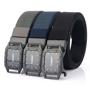 TUSHI,Punch,Automatic,Buckle,Breathable,Nylon,Waist,Belts,Tactical,Leisure,Metal,Press,Buckle,Men's,Waistband