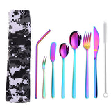 Stainless,Steel,Cutter,Spoon,Portable,Camouflage,Western,Tableware,Outdoor,Dinnerware