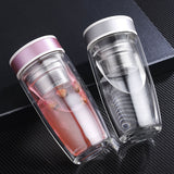 380ML,Double,Glass,Tumbler,Water,Bottle,Filter,Infuser,Travel