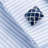 Elegant,French,Shirt,Cufflinks,Business,Plaid,Dress,Cuffs,Button