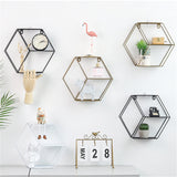 Metal,Nordic,Hexagon,Partitions,Shelf,Hanging,Mounted,Storage,Hoder,Decorations,Decorative,Hardware