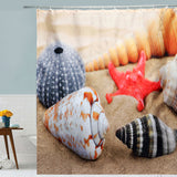 x180cm,Conch,Starfish,Beach,Hooks,Bathroom,Shower,Curtain