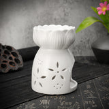 Lotus,Flower,Ceramic,Incense,Burner,Light,Holder,Fragrance,White