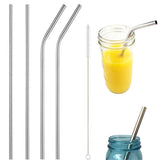 Stainless,Steel,Metal,Drinking,Straw,Reusable,Juice,Cleaner,Brush