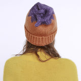 Women,Winter,Patchwork,Small,Knitted,Beanie