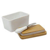 White,Ceramics,Butter,French,Butter,Holder,Insulated,Wooden