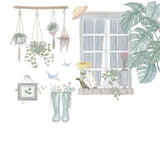 Removable,Green,Plants,Stickers,Windowsill,Scenery,Boots,Flower,Sticker,Living,Bedroom,Decoration