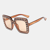 Women,Thick,Frame,Diamond,Decoration,Retro,Fashion,Square,Shape,Protection,Sunglasses