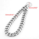 Silver,Cuban,Stainless,Steel,Chain,Collar