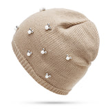 Women,Pearl,Knitted,Beanie