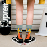 Unisex,Retro,Personality,Cotton,Patchwork,Color,Couple,Socks