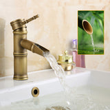 Single,Handle,Mount,Bathroom,Bamboo,Vessel,Faucet,Antique,Copper,Short,Spout,Mixer