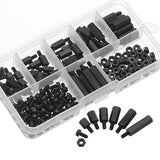 Suleve,M3NH5,180Pcs,Nylon,Screw,Black,Screw,Standoff,Spacer,Column,Assortment