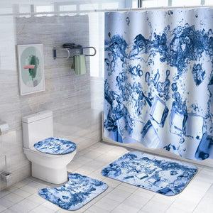 Water,Summer,Waterproof,Polyester,Shower,Curtain,Hooks,Pedestal,Toilet,Cover