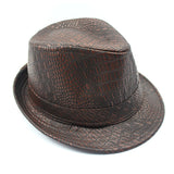 Leather,Crocodile,Pattern,Outdoor,Brimmed,Fedora