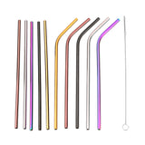 Stainless,Steel,Straws,Drinking,Tumblers,Beverage,Straw,Brush