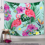 Flamingo,Tapestry,Blanket,Plants,Flower,Polyester,Tablecloth,Hanging,Table,Runner