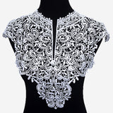 Beautiful,Black,White,Embroidery,Flowers,Neckline,Fabric,Closure