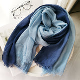 Women,Cotton,Gradient,Contrast,Color,Ladies,Casual,Elegant,Winter,Autumn,Protection,Scarf,Shawl