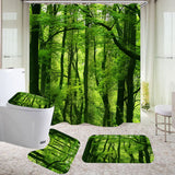 Green,Forest,Waterproof,Shower,Curtain,Bathroom,Toilet,Cover