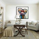 Painted,Paintings,Animal,Modern,Happy,Glasses,Canvas,Decoration