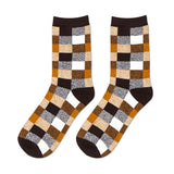 Fashion,Spell,Color,Plaid,Breathable,Cotton,Casual,Socks