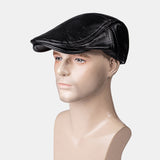 Genuine,Leather,Thick,Casual,Forward,Beret