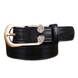 Women,Ladies,Second,Layer,Leather,Diamond,Waist,Metal,Buckle,Dress,Waistband