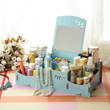 Creative,Wooden,Cosmetic,Storage,Desktop,Storage,Container,Mirror,Desktop,Organizer