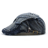 Unisex,Cotton,Denim,Jeans,Washed,Newsboy,Beret,Duckbill,Buckle,Cabbie,Women