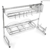 Stainless,Steel,Kitchen,Drying,Drainer,Storage,Shelf,Utensil,Holder,Plate,Cupboard,Storage